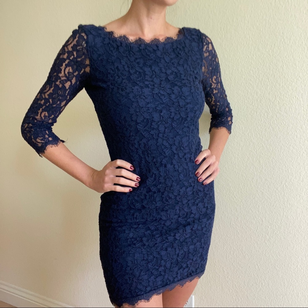 Diane von Furstenberg Dress Blue laced - 6 (S)